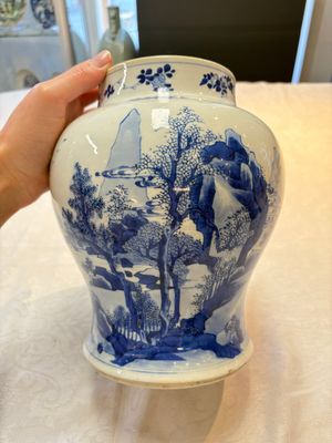 A Chinese blue and white vase with four sages in a mountainous landscape, Kangxi — photo 1
