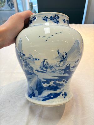 A Chinese blue and white vase with four sages in a mountainous landscape, Kangxi — photo 2