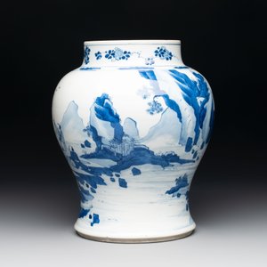 A Chinese blue and white vase with four sages in a mountainous landscape, Kangxi — photo 2
