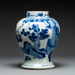 A Chinese blue and white vase with narrative design, 19th C. — foto 4