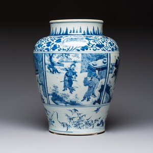 A Chinese blue and white vase with narrative design, Kangxi — photo 1