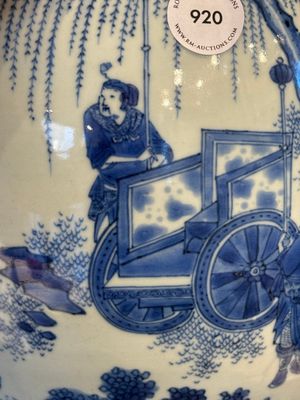 A Chinese blue and white vase with narrative design, Transitional period — photo 18