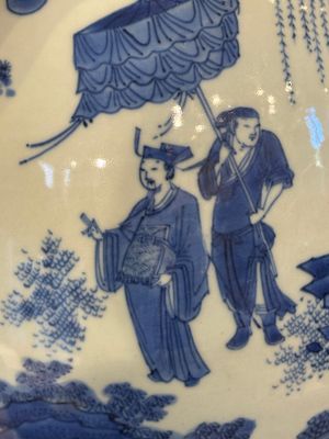 A Chinese blue and white vase with narrative design, Transitional period — photo 21