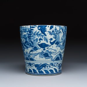 A Chinese blue and white vessel with geese in a landscape — photo 2