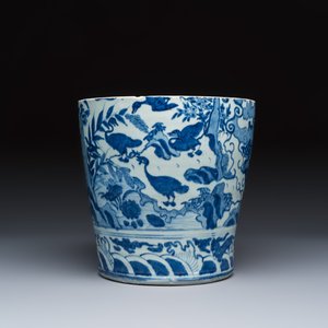A Chinese blue and white vessel with geese in a landscape — photo 4