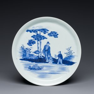 A Chinese blue and white 'Wang Xizhi 王羲之' dish, Yongzheng — 照片 1