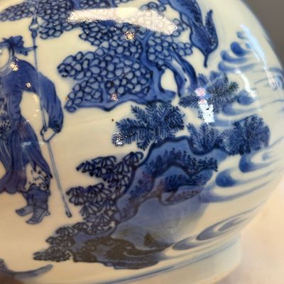 A Chinese blue and white 'Wen Wang Fang Xian 文王訪賢' double-gourd vase — foto 5