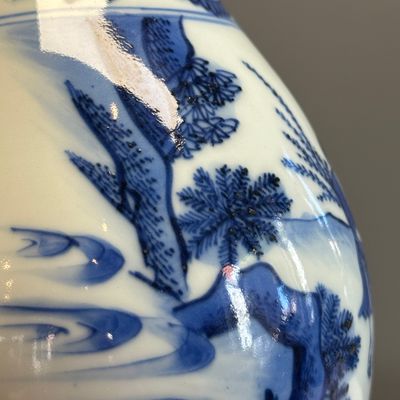 A Chinese blue and white 'Wen Wang Fang Xian 文王訪賢' double-gourd vase — foto 6