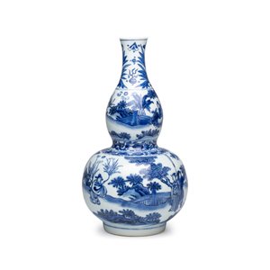 A Chinese blue and white 'Wen Wang Fang Xian 文王訪賢' double-gourd vase — foto 2
