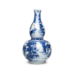 A Chinese blue and white 'Wen Wang Fang Xian 文王訪賢' double-gourd vase — foto 3