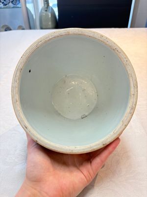 A Chinese blue and white 'Wen Wang Fang Xian 文王訪賢' scroll pot, Transitional period — foto 8