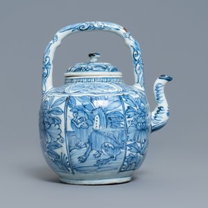A Chinese blue and white wine ewer and cover, Wanli — photo 4
