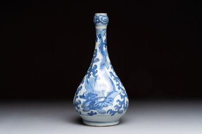 A Chinese blue and white 'winged dragon' garlic-mouth vase, Wanli