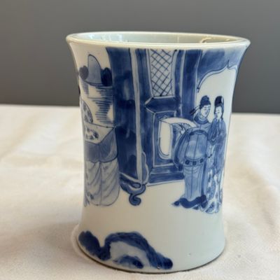 A Chinese blue and white 'Xi Xiang Ji' brushpot (Bitong) — foto 1