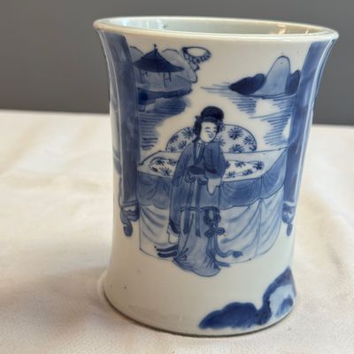 A Chinese blue and white 'Xi Xiang Ji' brushpot (Bitong) — foto 11