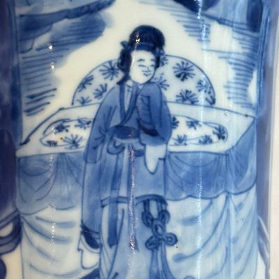 A Chinese blue and white 'Xi Xiang Ji' brushpot (Bitong) — foto 13