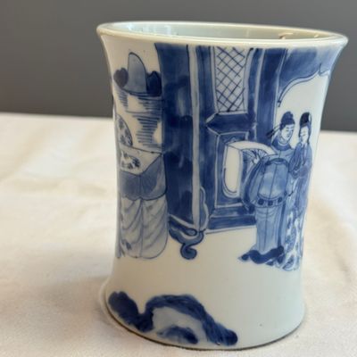 A Chinese blue and white 'Xi Xiang Ji' brushpot (Bitong) — foto 14