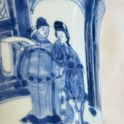 A Chinese blue and white 'Xi Xiang Ji' brushpot (Bitong) — foto 15