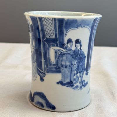 A Chinese blue and white 'Xi Xiang Ji' brushpot (Bitong) — foto 2