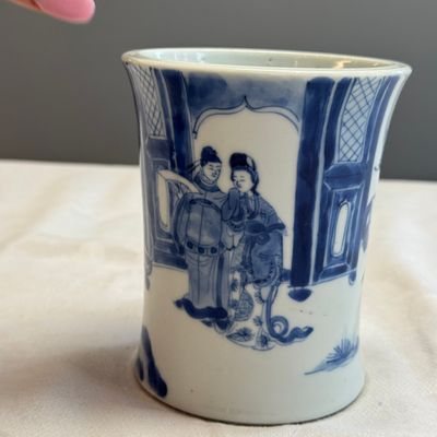 A Chinese blue and white 'Xi Xiang Ji' brushpot (Bitong) — foto 3