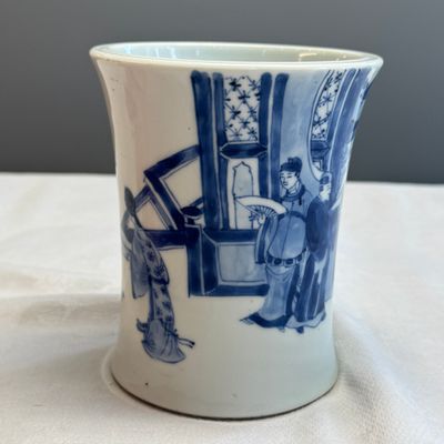 A Chinese blue and white 'Xi Xiang Ji' brushpot (Bitong) — foto 4