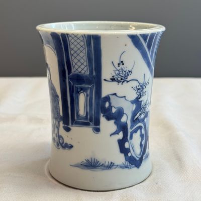 A Chinese blue and white 'Xi Xiang Ji' brushpot (Bitong) — foto 5