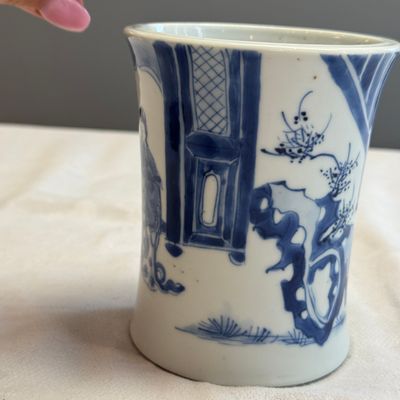 A Chinese blue and white 'Xi Xiang Ji' brushpot (Bitong) — foto 6