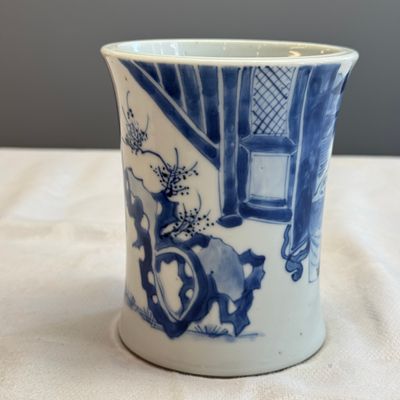 A Chinese blue and white 'Xi Xiang Ji' brushpot (Bitong) — foto 7