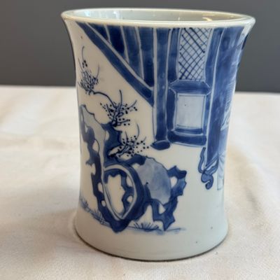 A Chinese blue and white 'Xi Xiang Ji' brushpot (Bitong) — foto 8