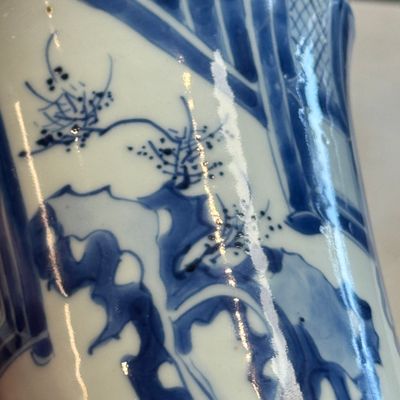 A Chinese blue and white 'Xi Xiang Ji' brushpot (Bitong) — foto 9