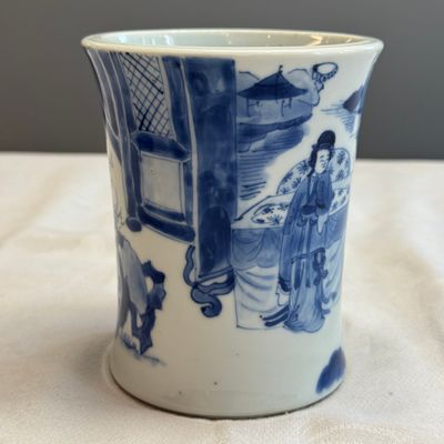 A Chinese blue and white 'Xi Xiang Ji' brushpot (Bitong) — foto 10