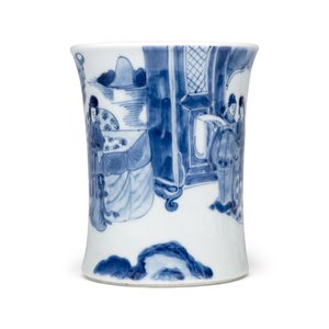 A Chinese blue and white 'Xi Xiang Ji' brushpot (Bitong) — foto 2