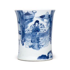 A Chinese blue and white 'Xi Xiang Ji' brushpot (Bitong) — foto 3