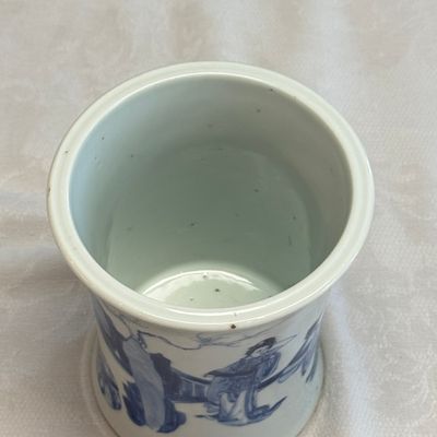 A Chinese blue and white 'Xi Xiang Ji' brushpot (Bitong) — foto 6
