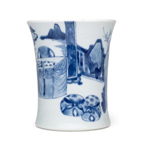 A Chinese blue and white 'Xi Xiang Ji' brushpot (Bitong) — foto 2
