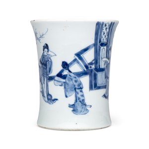 A Chinese blue and white 'Xi Xiang Ji' brushpot (Bitong) — foto 4