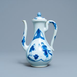 A Chinese blue and white 'Xi Xiang Ji' ewer and cover, Xuande mark, Kangxi — photo 3