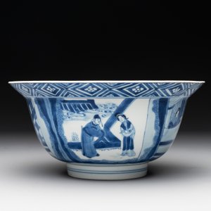A Chinese blue and white 'Xi Xiang Ji' 'klapmuts' bowl, Kangxi mark and of the period — photo 2