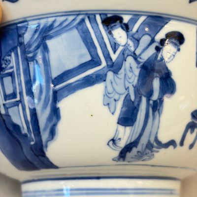 A Chinese blue and white 'Xi Xiang Ji' 'Klapmuts' bowl — foto 5