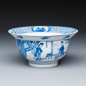 A Chinese blue and white 'Xi Xiang Ji' 'Klapmuts' bowl — foto 1