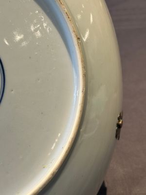 A Chinese blue and white 'Xi Xiang Ji' plate with silver mount, Yongzheng — 照片 13
