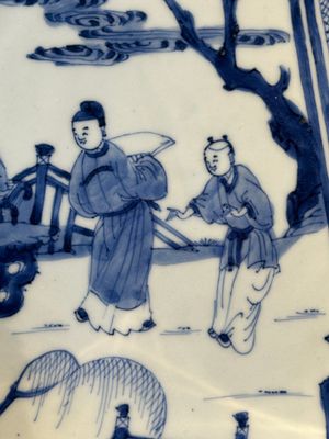 A Chinese blue and white 'Xi Xiang Ji' plate with silver mount, Yongzheng — 照片 3
