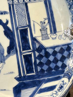A Chinese blue and white 'Xi Xiang Ji' plate with silver mount, Yongzheng — 照片 4