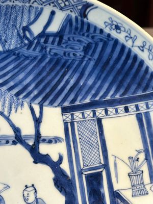 A Chinese blue and white 'Xi Xiang Ji' plate with silver mount, Yongzheng — 照片 5