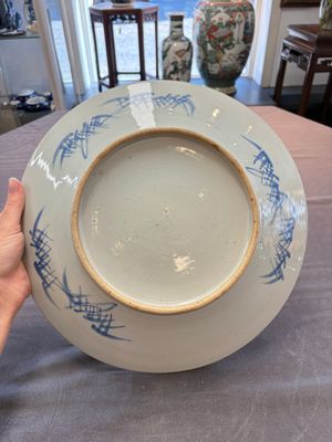 A Chinese blue and white 'Xian Ren Cheng Cha 仙人乘槎' dish, 19th C. — 照片 5