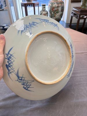 A Chinese blue and white 'Xian Ren Cheng Cha 仙人乘槎' dish, 19th C. — 照片 6