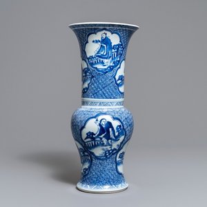 A Chinese blue and white yenyen 'immortals' vase, Kangxi — photo 1