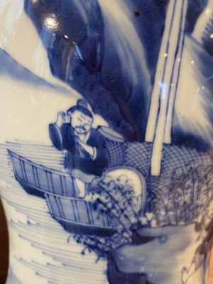 A Chinese blue and white 'yenyen' vase with figures in a landscape, 19/20th C. — photo 11
