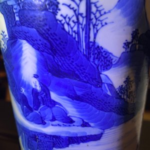 A Chinese blue and white yenyen vase with figures in a landscape, Kangxi — photo 15