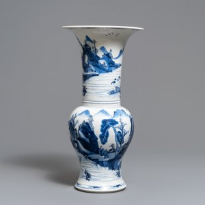 A Chinese blue and white yenyen vase with figures in a landscape, Kangxi — photo 3